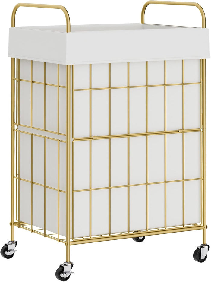 90L Laundry Hamper with Wheels, Laundry Basket with Handle and Liner Bag