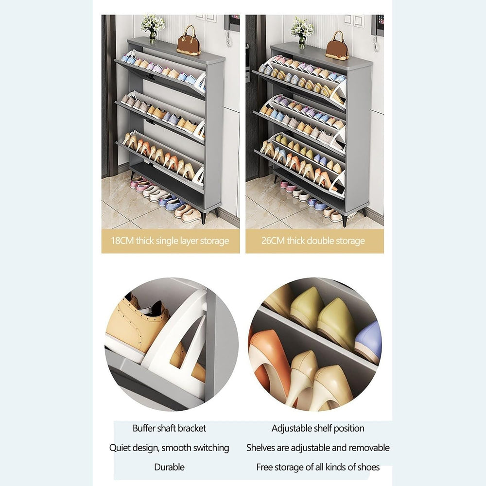 Shoe Rack for Entryway Organizer, Flip Hidden Shoe Cabinet for Entryway Slim ...