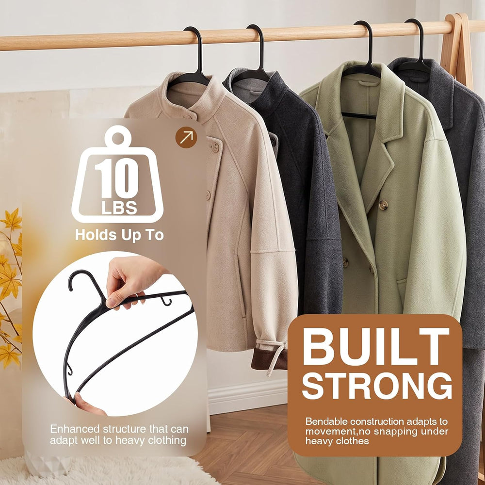 Black Plastic Hangers 100 Pack Slim Clothes Hangers with Strap Hook