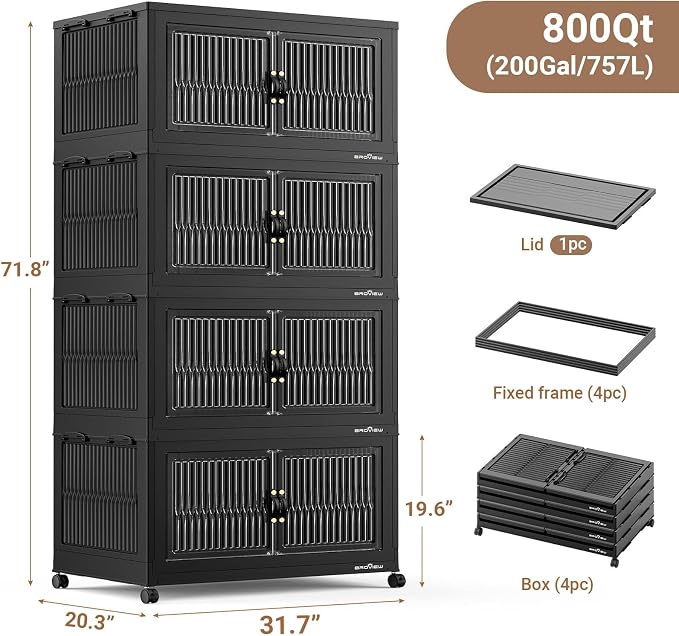 BROVIEW 800Qt Extra Large Stackable Storage Bins