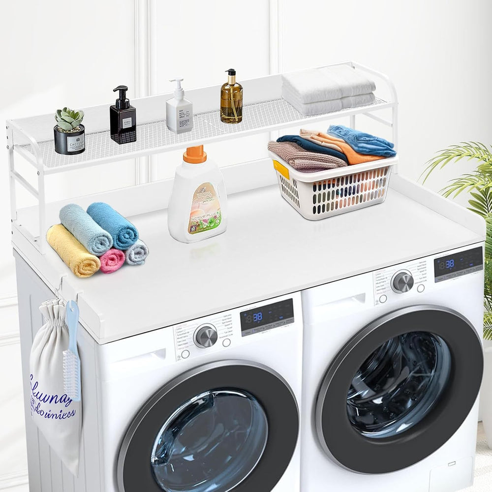 VEVOR Washer Dryer Countertop with 2-Tier Shelf, 54" x 27" Wooden W...