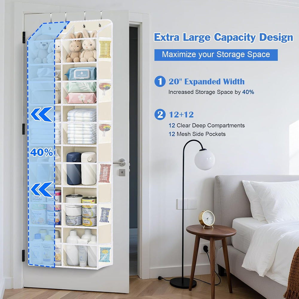 Univivi Hanging Door Organizer, 6 Tiers Large Over Door Storage, Beige