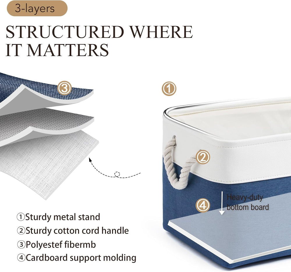15x11x10 In Foldable Fabric Large Storage Bins with Handle 6 Pack