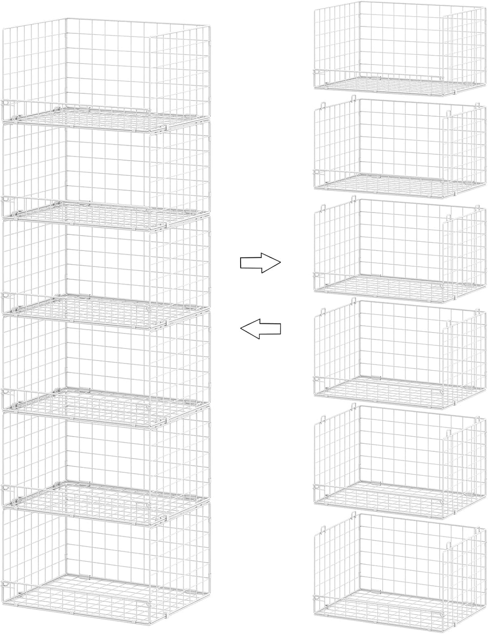 Huxitocan 6-Tier Stackable Closet Organizers and Storage Basket - Foldable Cl...