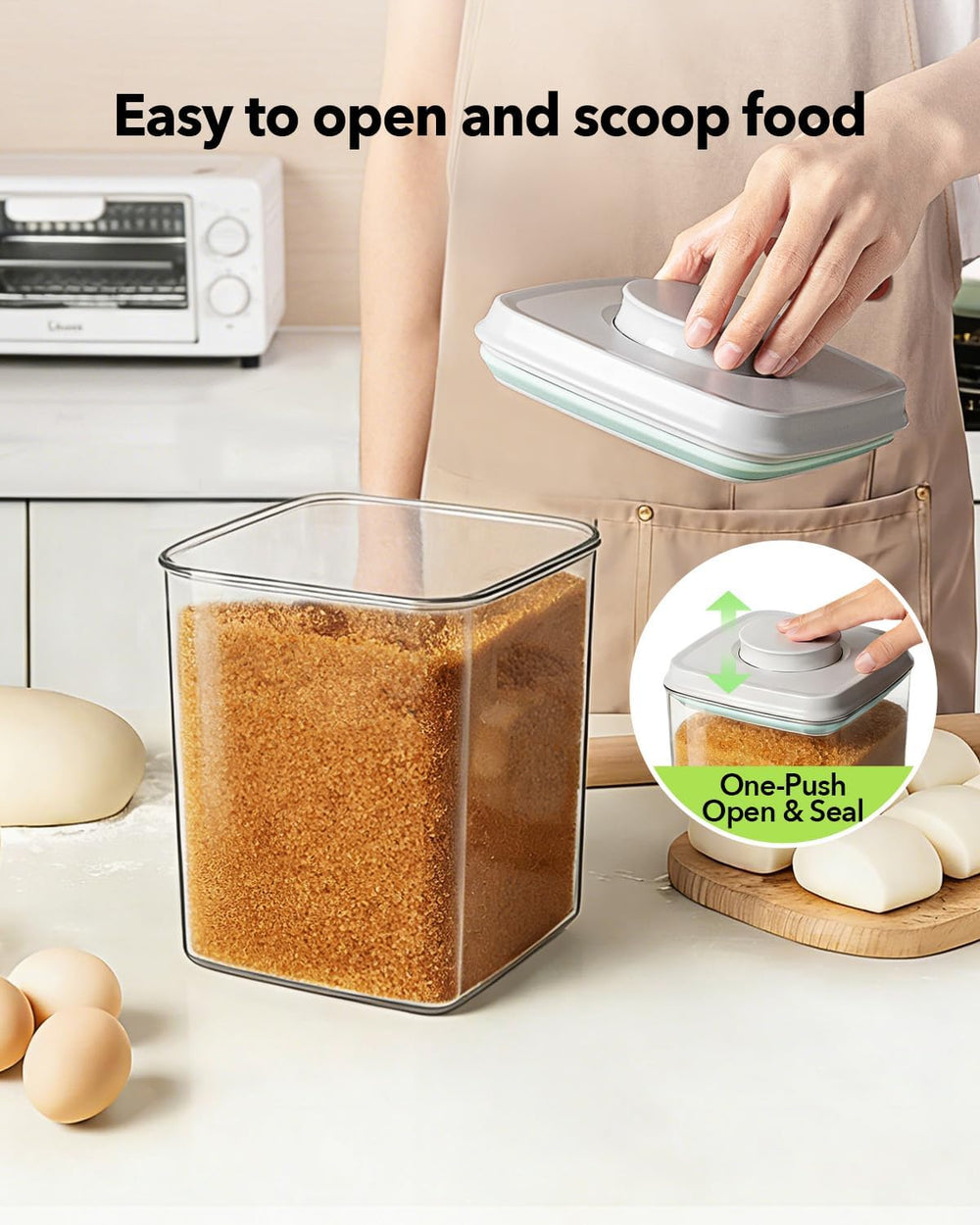 Ankou Food Storage Container Sets, 2.8 Qt + 4.2 Qt *2 Airtight Canisters with...