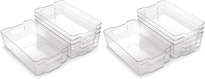 BINO | Stackable Storage Bins, X-Large - 8 Pack | THE STACKER COLLECTION | Clear Plastic Storage Bins | Organization Containers for Pantry & Fridge | Multi-Use Organizer Bin | BPA-Free