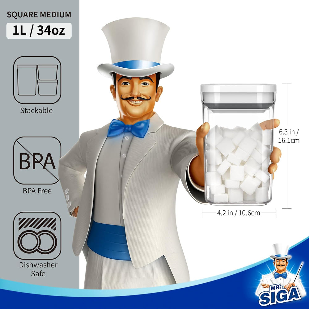 MR.SIGA 4 Pack Airtight Food Storage Container Set for Pantry Organization