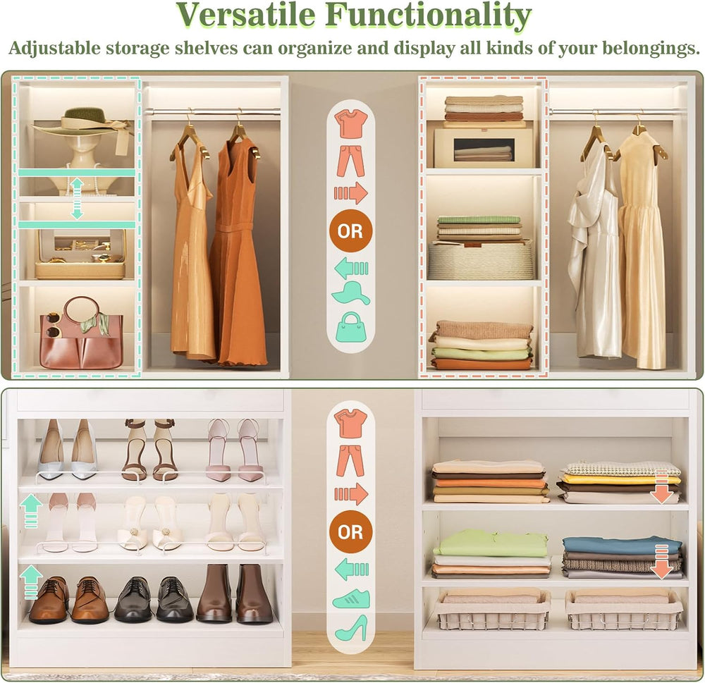 Besiost Corner Closet System with 2 Drawers, 3 Hanging Rods, 59.5" * 31....