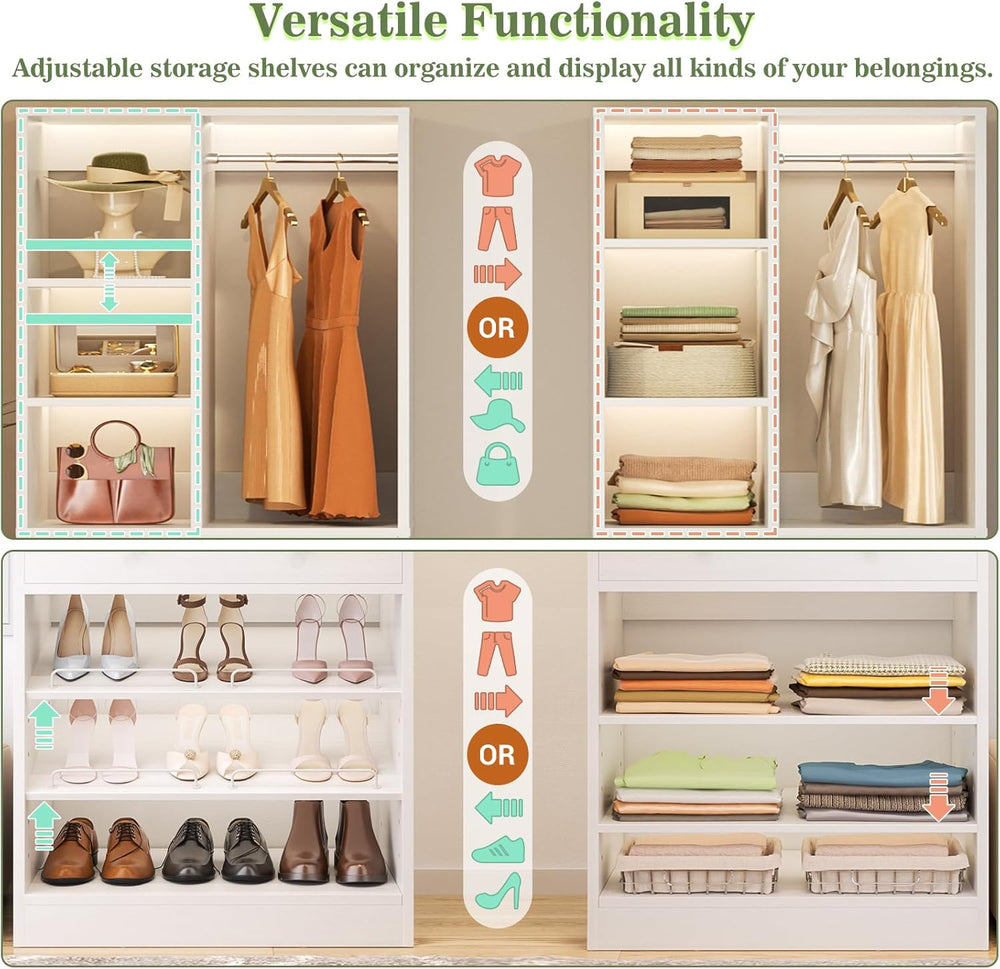 Besiost Closet System with 4 Drawers and Hanging Rods, 59.5"L / 87"...