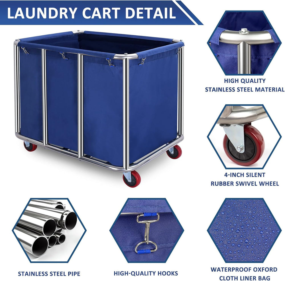 Commercial Laundry Cart with Wheels,400L Industrial Laundry Cart