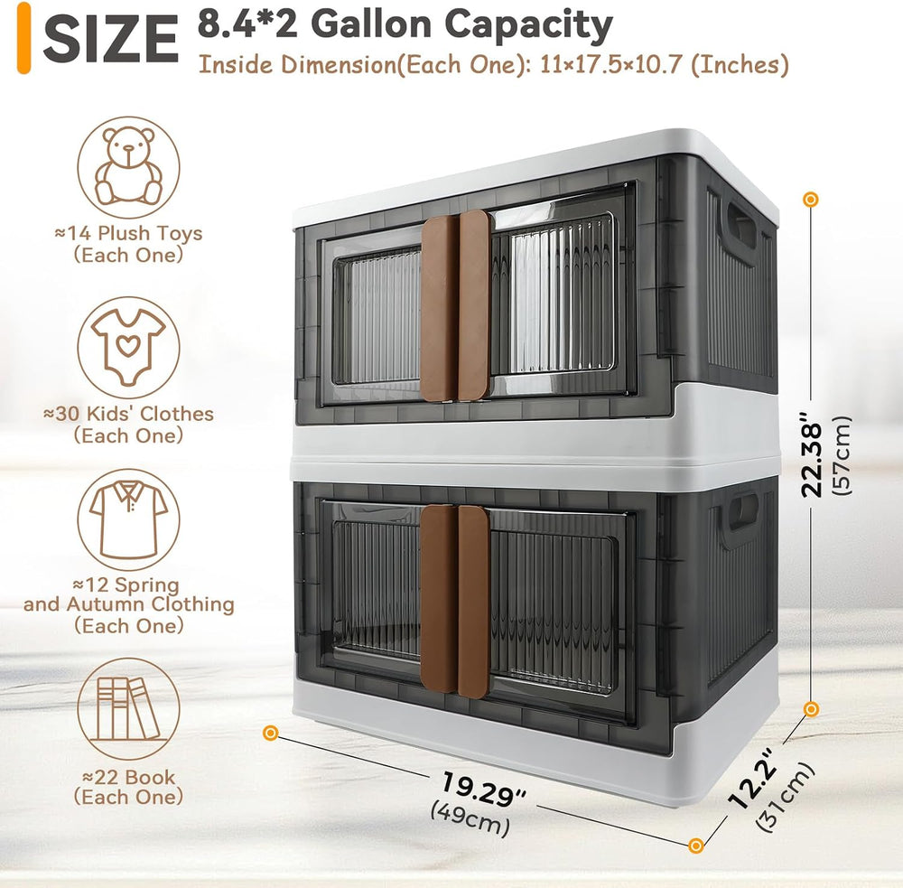 Storage Bin, Foldable Cabinet, 8.4 Gallon (32L) Capacity (Each One), 2 Packs,...