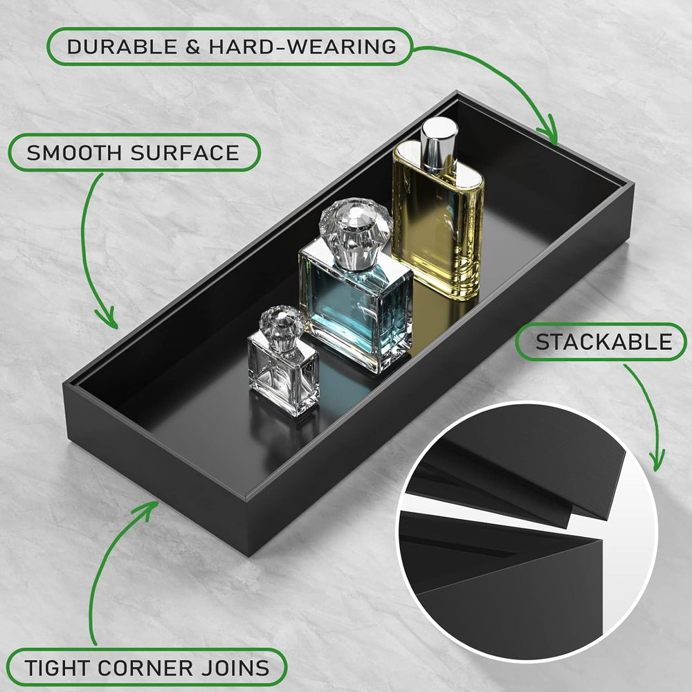 Toilet Tank Tray for Modern Black Bathroom Decor Set of 2 Toilet Tank Topper ...