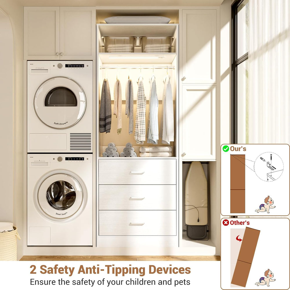 Besiost Freestanding Closet Systems with 4 Motion Sensor LED Lights, 4 Set