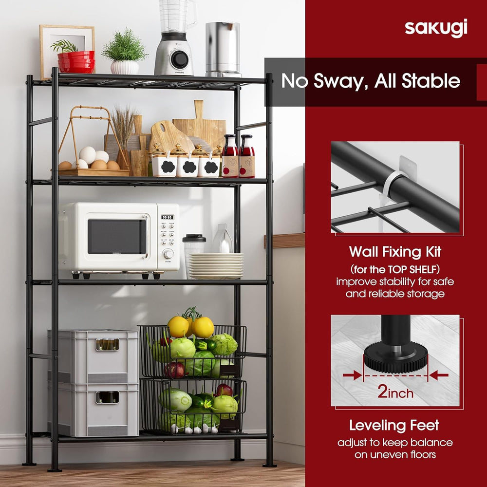 Sakugi Storage Shelves - 4 Tier Shelf Organizer, Heavy Duty Garage Shelving U...
