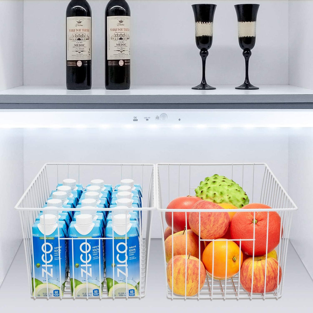 16inch Freezer Wire Storage Organizer Baskets, Household Refrigerator Bins wi...