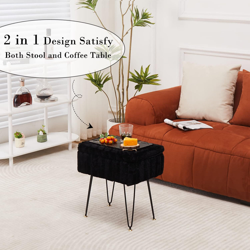 Wimarsbon Storage Ottoman, Vanity Stools with Metal Legs, 16.5" x 11.8&q...