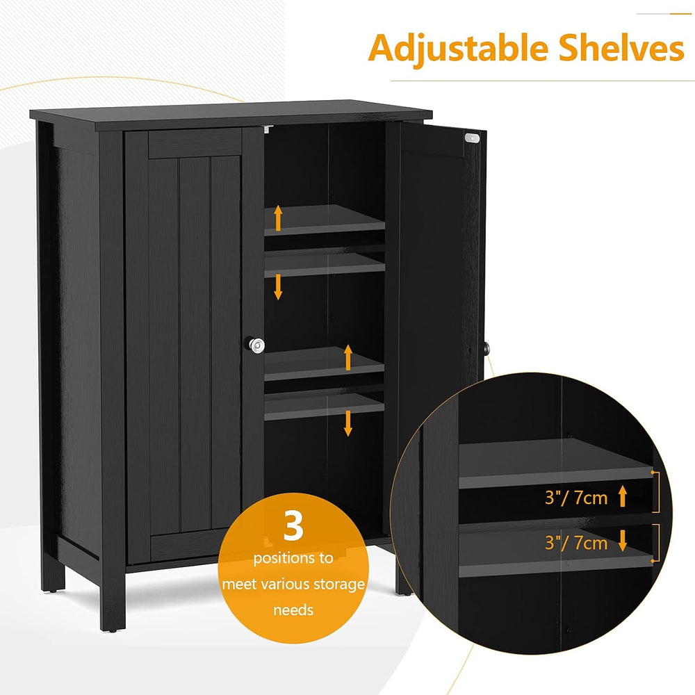 GOFLAME Bathroom Floor Cabinet, Freestanding Storage Organizer Cabinet with 3...