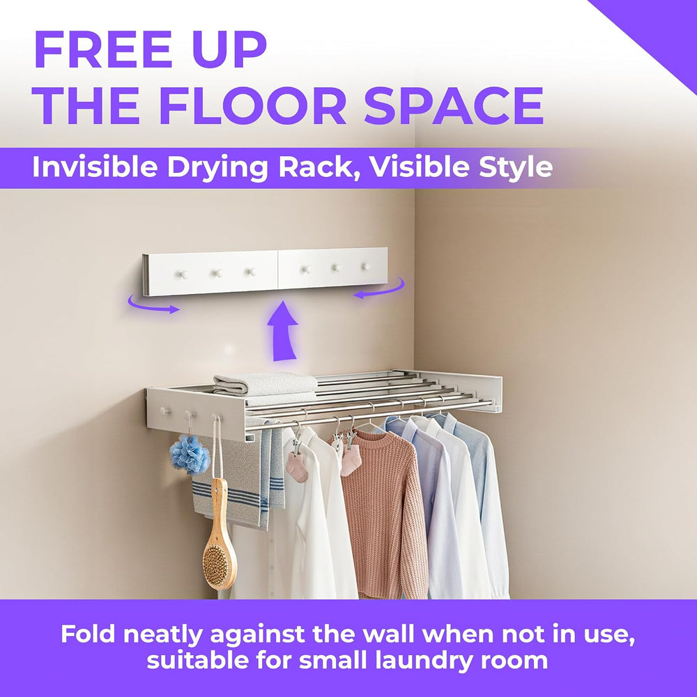 Wall Mounted Clothes Drying Rack - 31.5" Foldable Clothes Drying Rack Wa...