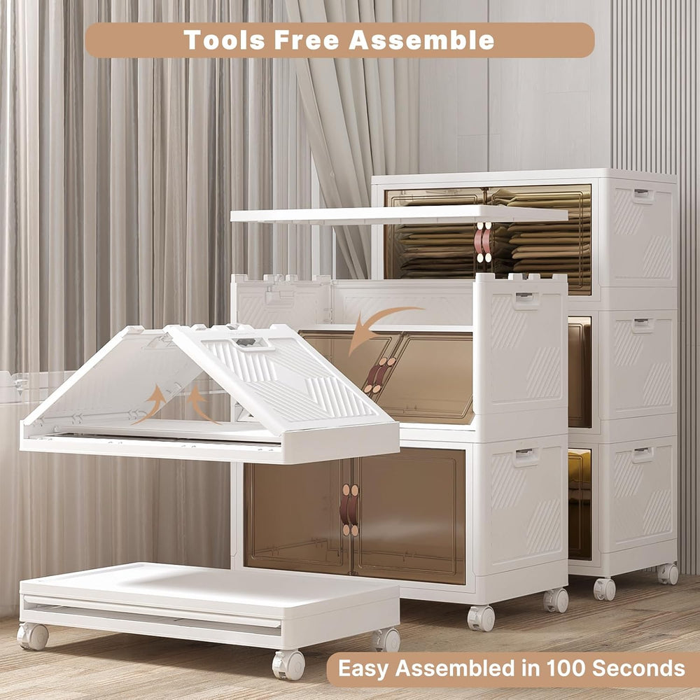 UAMFURI 672QT Stackable Storage Bins with Lids,Doors & Wheels