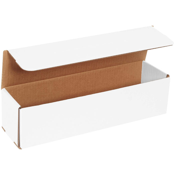 Aviditi White Corrugated Cardboard Mailer Box, 13 1/2" L x 3 1/2" W x 3 1/2" H, Pack of 50, Crush-Proof, for Shipping and Mailing UPS, USPS and FedEx