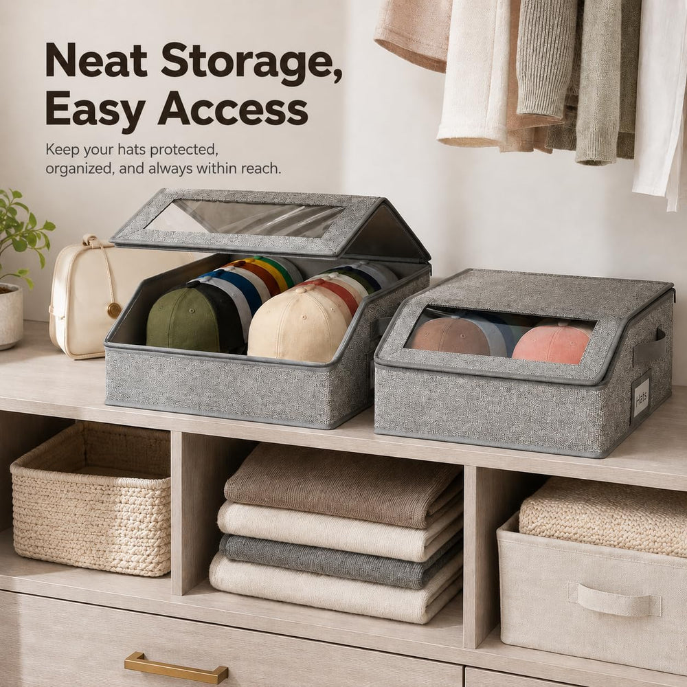 2 Pack Hat Storage for Baseball Caps, Holds Up to 48 Caps