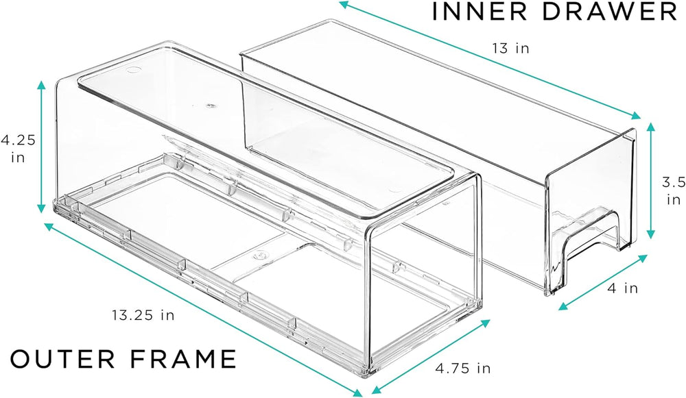 Sorbus Clear Storage Drawers for Refrigerator & Pantry (Small Wide, 2 Pack)