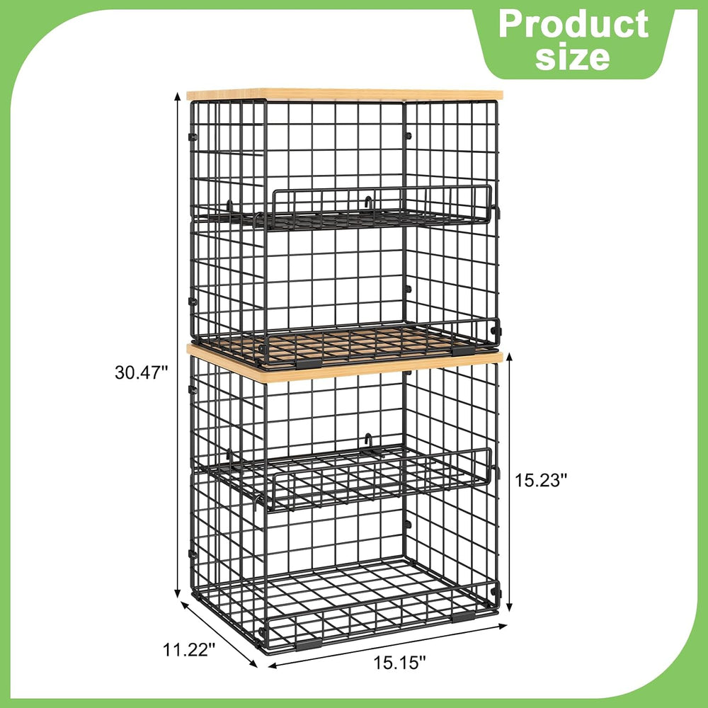4 Pack Stackable Wire Baskets for Pantry Organizers and Storage, Pantry Baske...