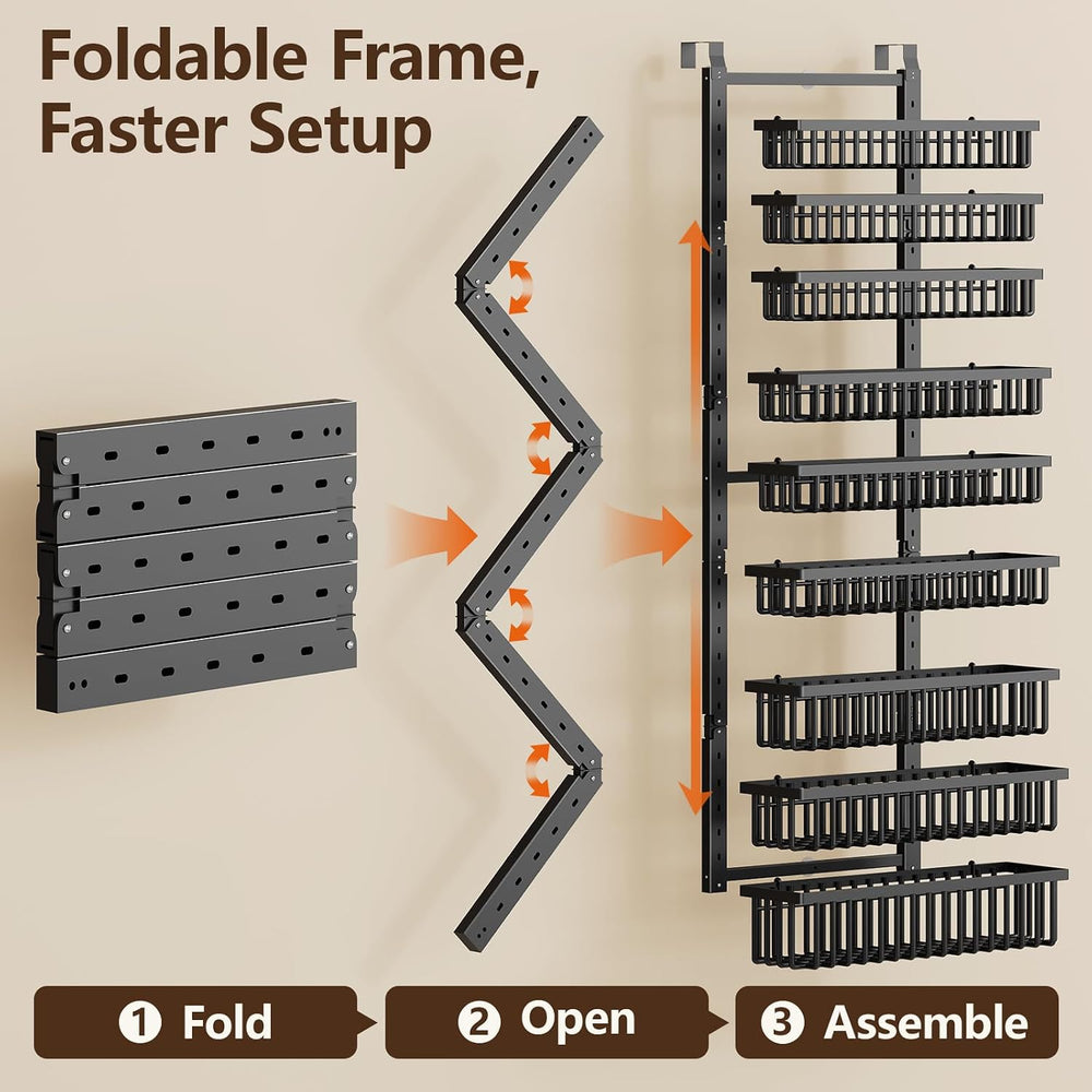 POKIPO 9 Tier Over The Door Pantry Organizer, 2 in 1 Wall Mount or Hanging Sp...