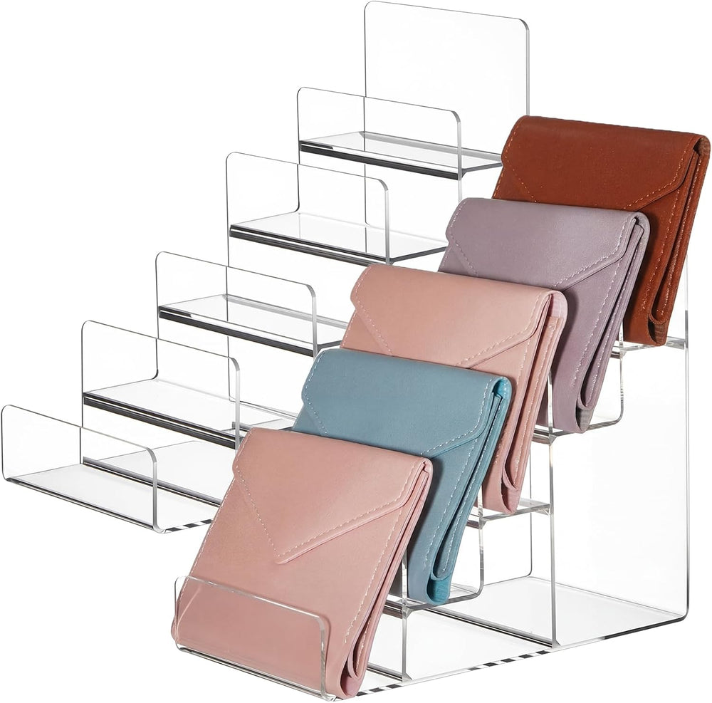 2 Pack 5-tier Acrylic Display Stand for Purses & Wallets