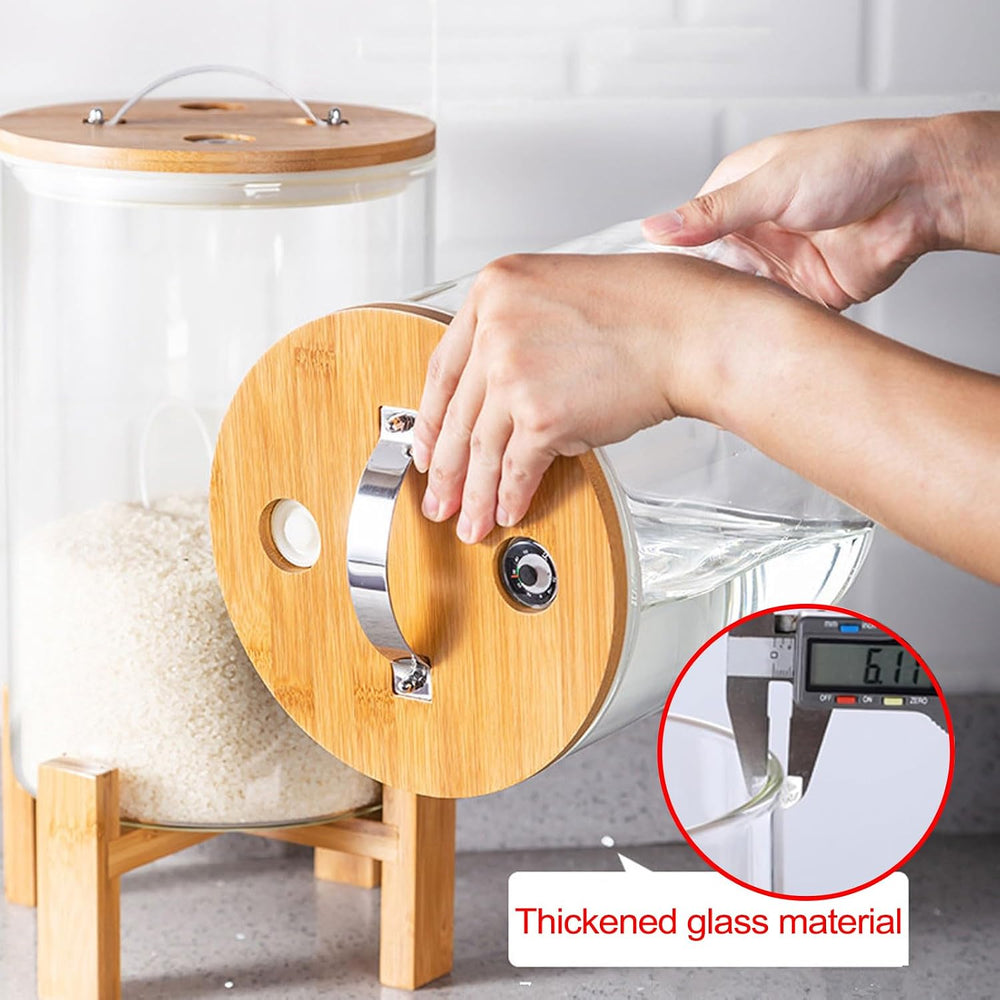 Rice Dispenser 5L, Grain Dispenser Glass Bucket, Cereal Dispenser Countertop ...