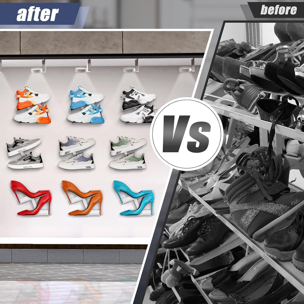 2 Pcs Floating Shoe Display Shelves for Wall Mount,H-Type Sturdy Levitating S...