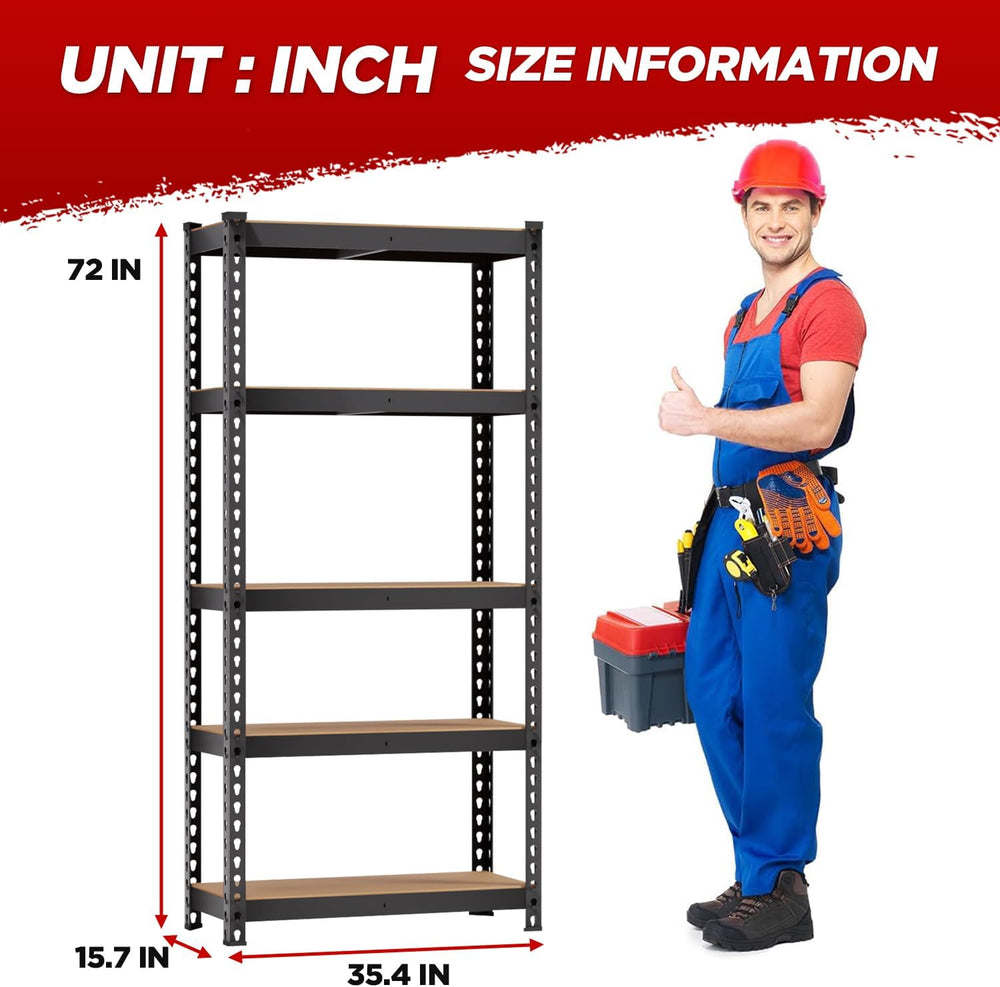 BestOffice 5 Tier Storage Shelves Adjustable Garage Shelves 15.7" D x 35...