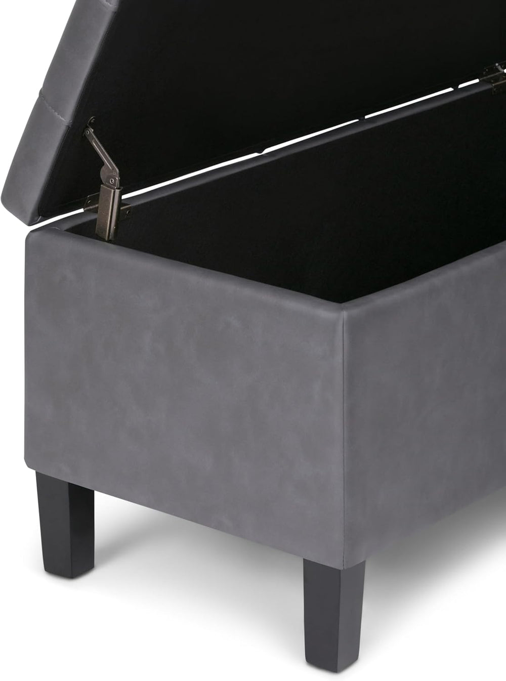 SIMPLIHOME Dover 44" Wide Vegan Leather Storage Ottoman in Grey (Set of 3)