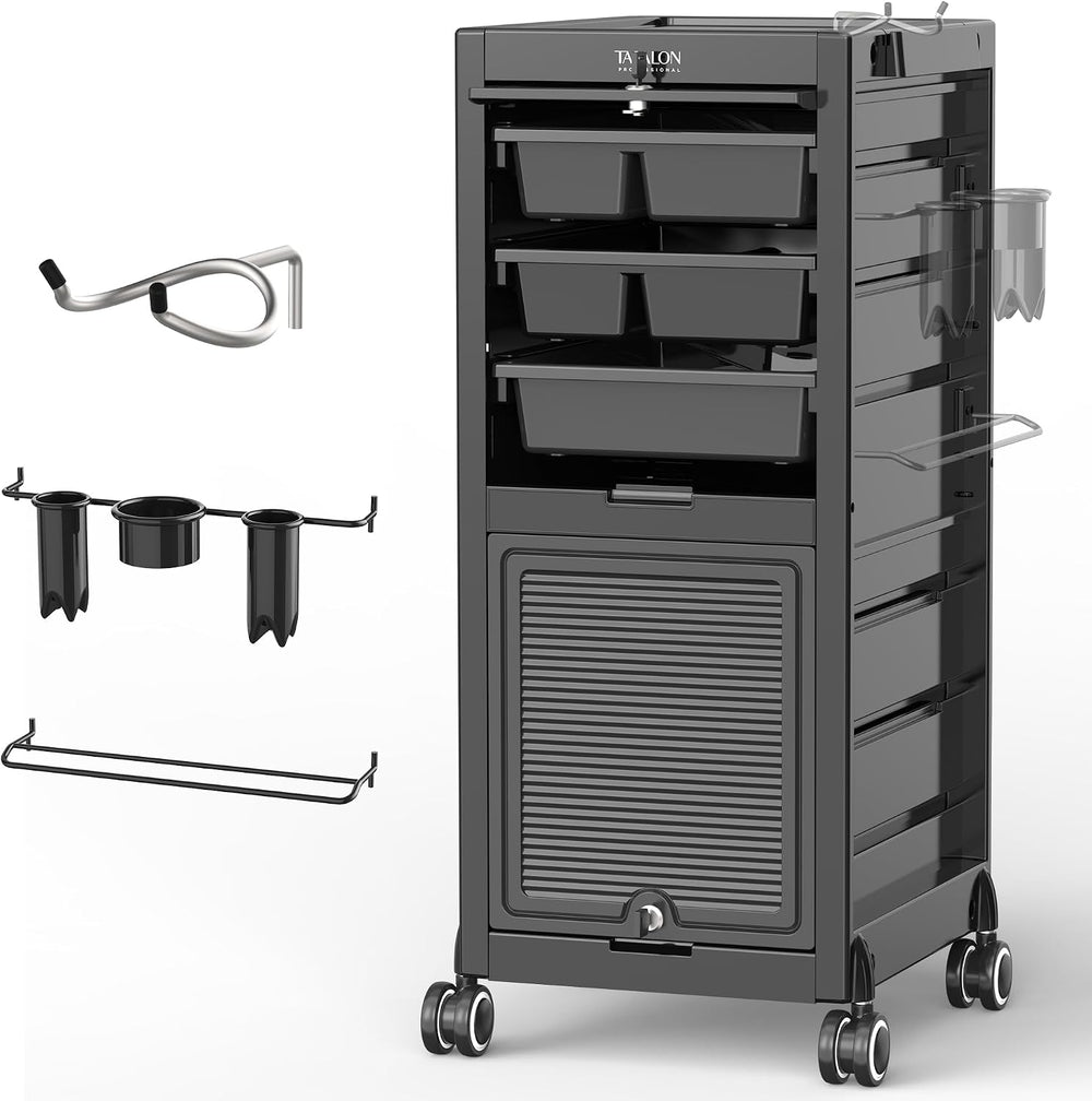 TASALON Lockable Salon Trolley, 6-Drawer Rolling Beauty Cart with Tool Holder...