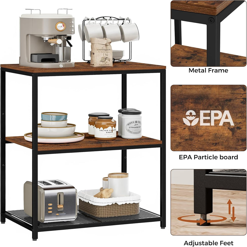 Homleke Kitchen Island with 3 Shelves, Workbench, Microwave Stand