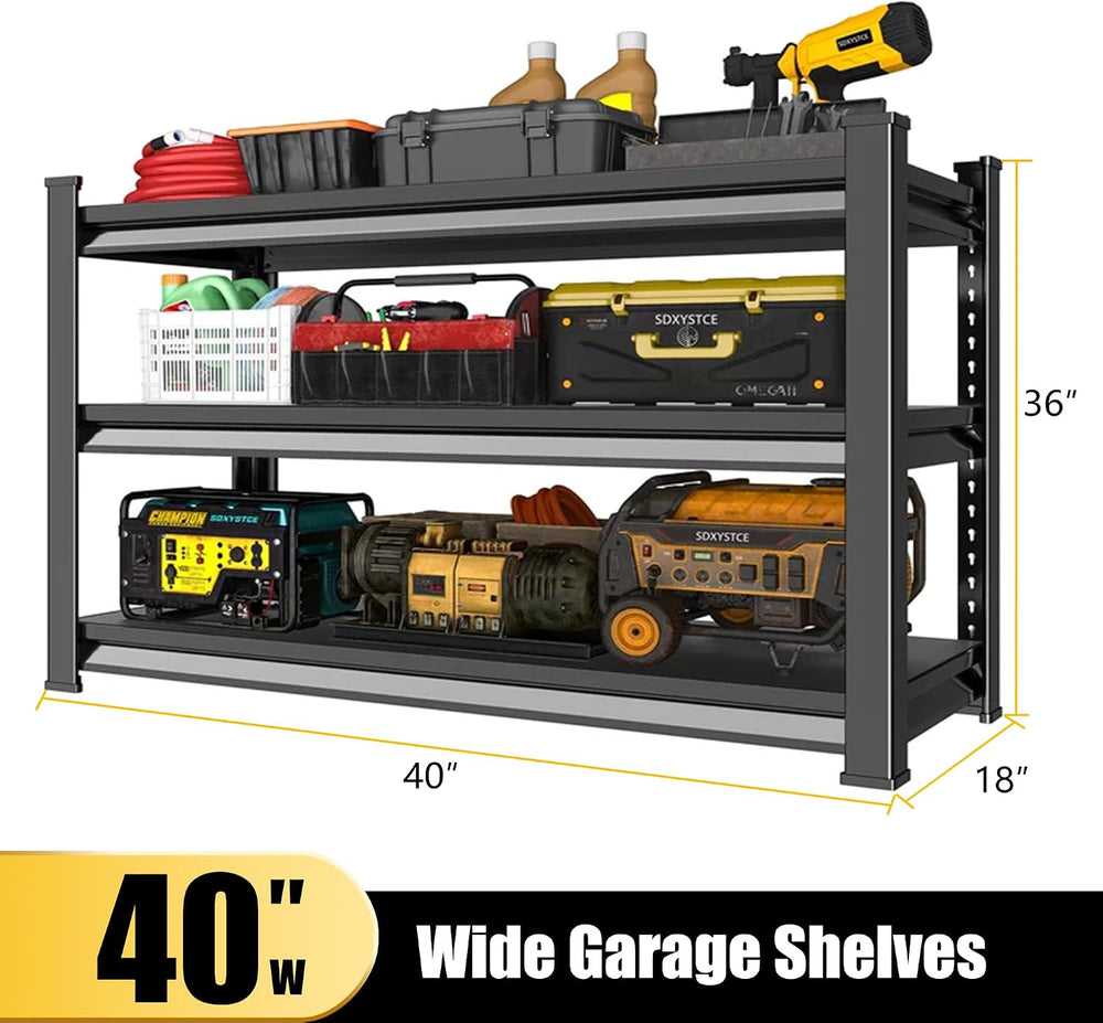 40" W Garage Shelving Heavy Duty, 1440LBS Loads Garage Storage Shelves H...