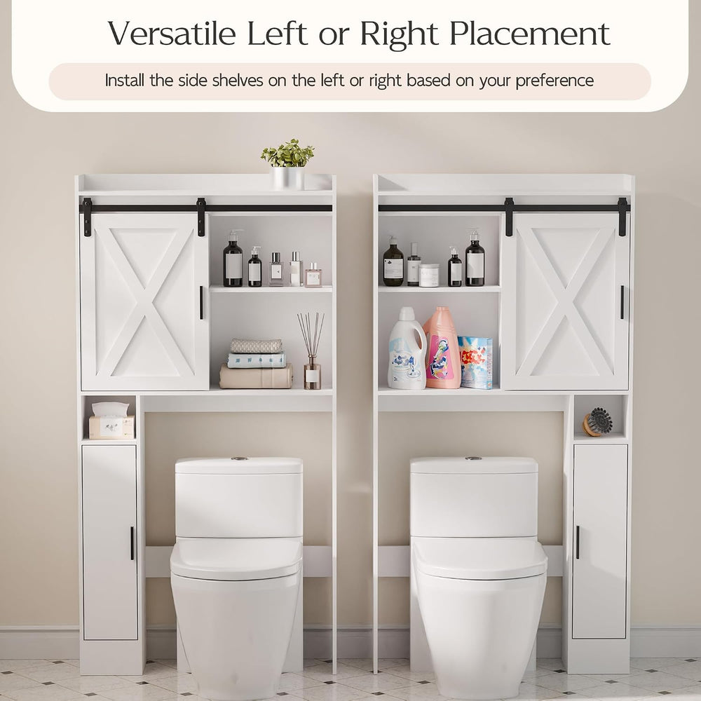 MU Over The Toilet Storage Cabinet with Side Shelves, Bathroom Storage Organi...