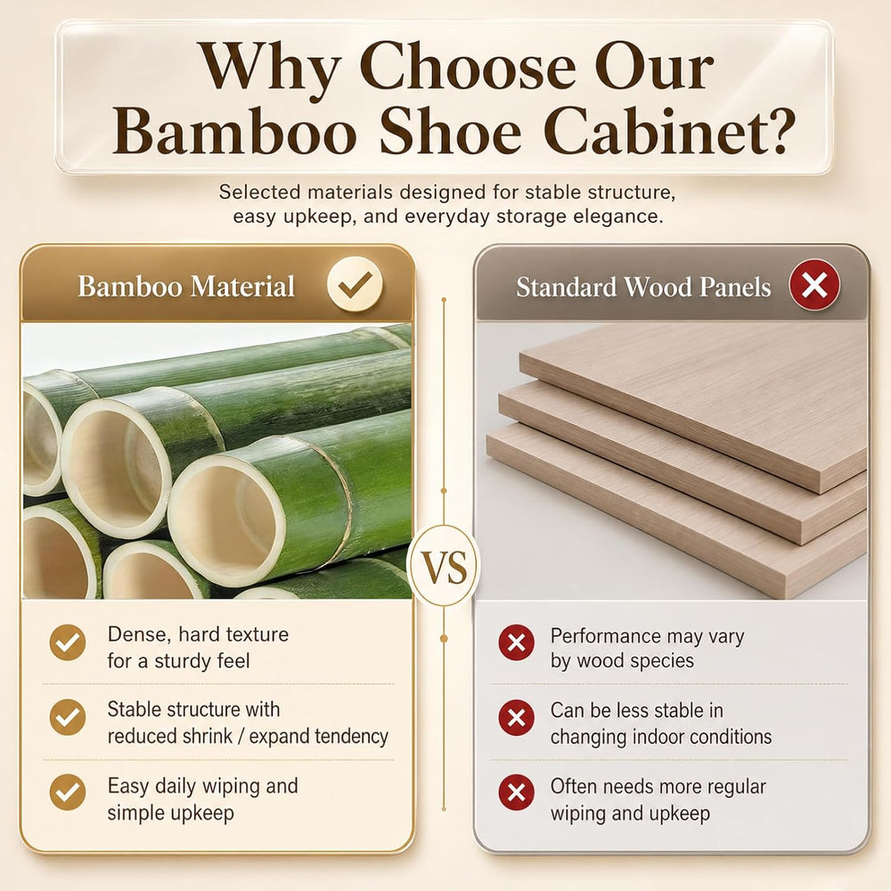 Bamboo 7-Tier Shoe Cabinet with Louvered Doors, Large Capacity Shoe Storage O...