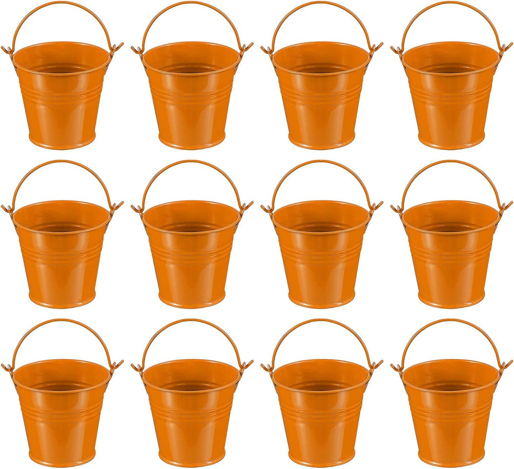 PATIKIL 2.7"x2.3" Small Metal Buckets with Handle, 12 Pcs Mini Galv...