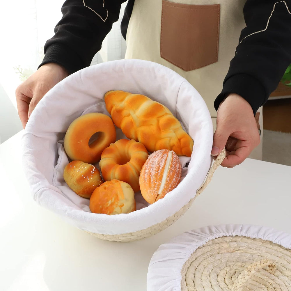 YAHUAN Round Bread Basket Serving Woven Bread Baskets Wicker Baskets Sourdoug...
