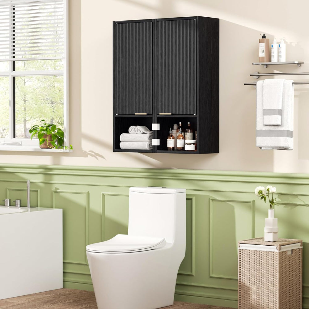 AKMAKM 59.1" Tall Slim Bathroom Storage Cabinet Black | Freestanding or ...