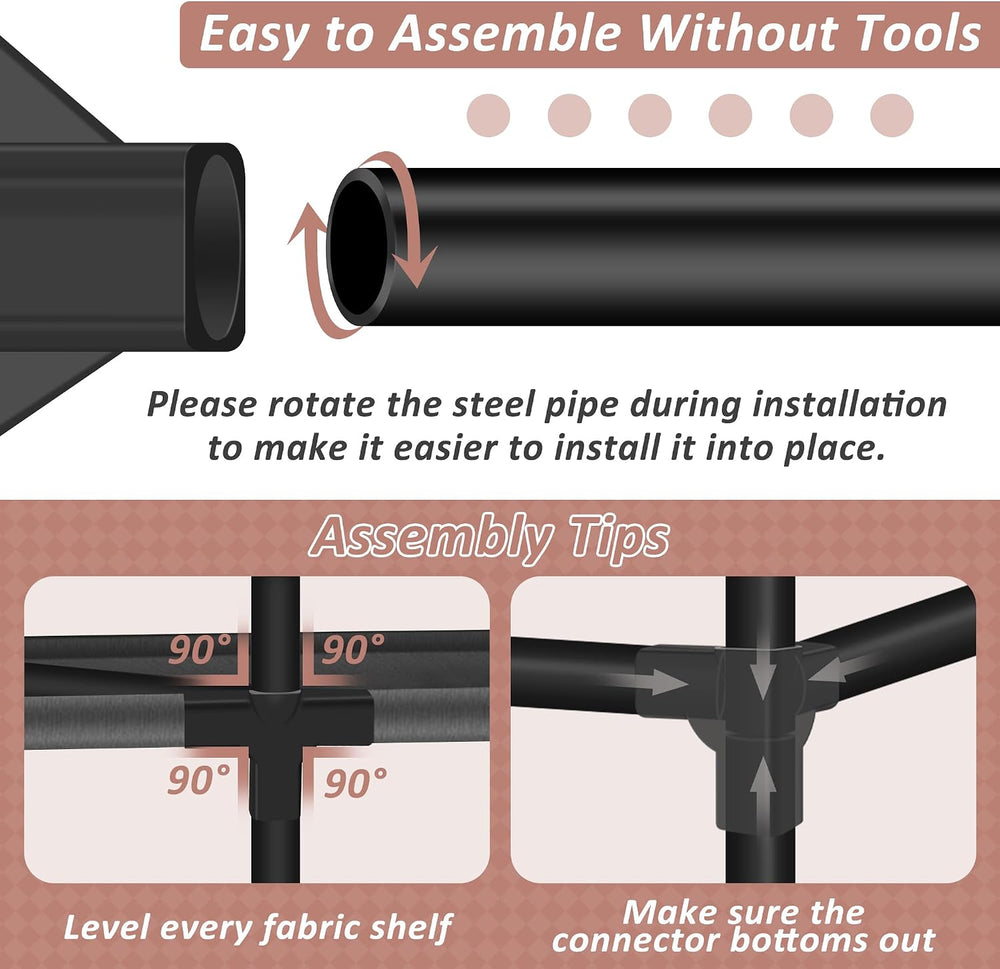 Wardrobe Closet, Quick and Easy Assembly, Gray Portable Closet