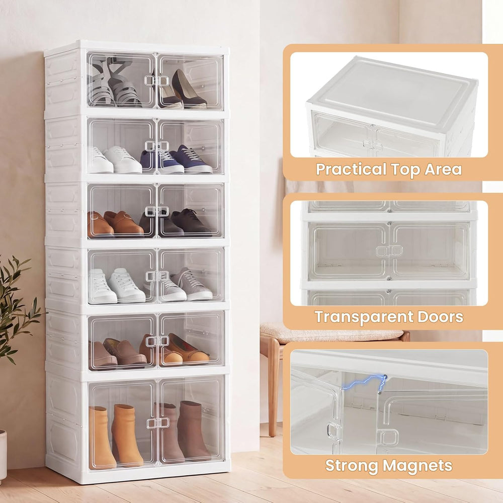 GIANTEX 6-Tier Plastic Foldable Shoe Rack Organizer, Easy Assembly