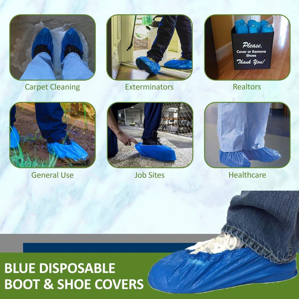 Blue CPE (.55 MM) Shoe & Boot Cover Booties, Water Proof CPE Material, In...
