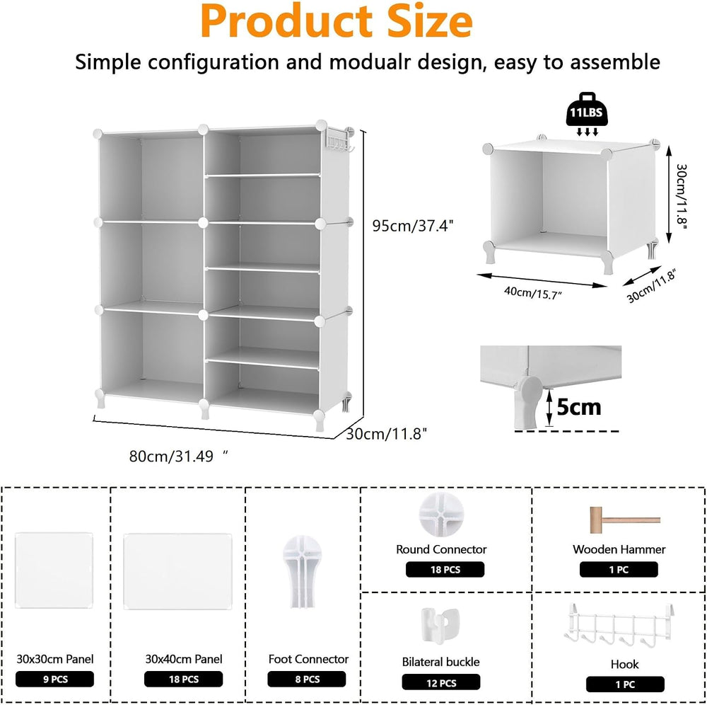 AWTATOS 6 Cube Closet Organizer Storage Shelves, White