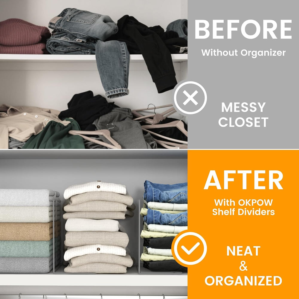 OKPOW Shelf Dividers for Closet Organizer: 12 Inch Tall Acrylic Clear Closets...