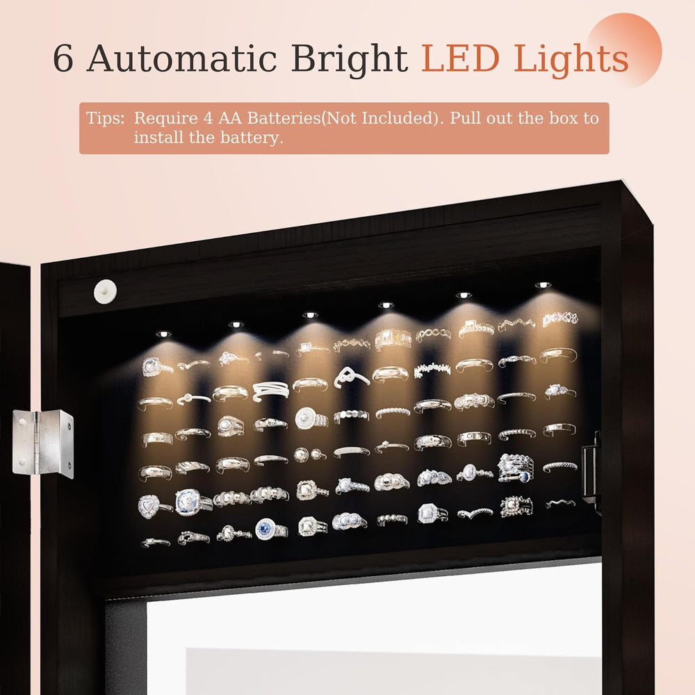Unisakey Mirror Jewelry Cabinet,Lockable Wall or Door Mounted Jewelry Armoire...