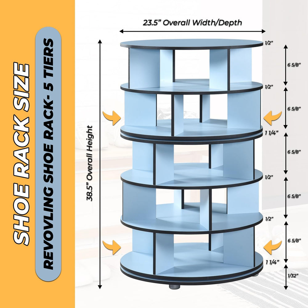 Kings Brand Furniture - 5-Tier Rotating Shoe Rack, 360° Revolving Lazy Susan ...