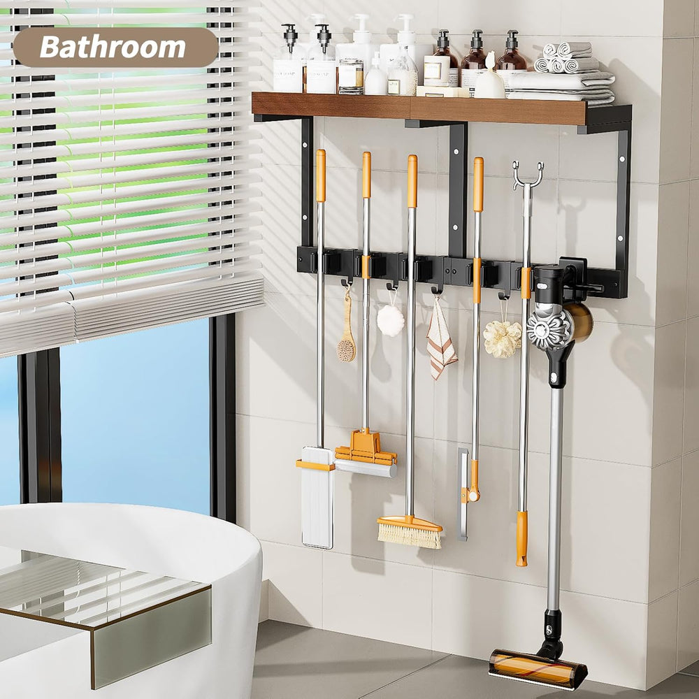 Broom and Mop Organizer Wall Hanging, Broom Hanger Holder Wall Mount