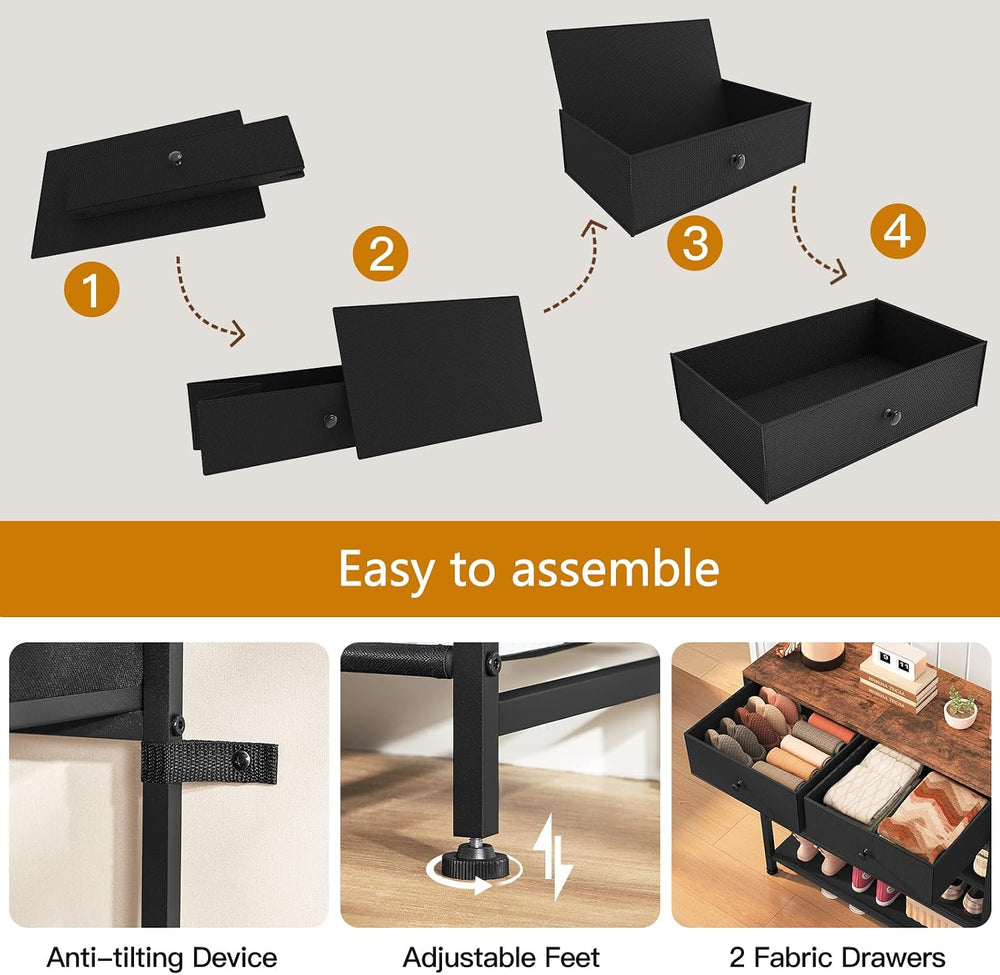 usikey Shoe Rack, 4 Tier Shoe Storage Organizer with 2 Drawers, Metal Shoe Sh...